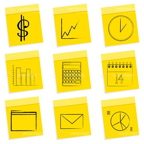Post-it Style Business Icon Set